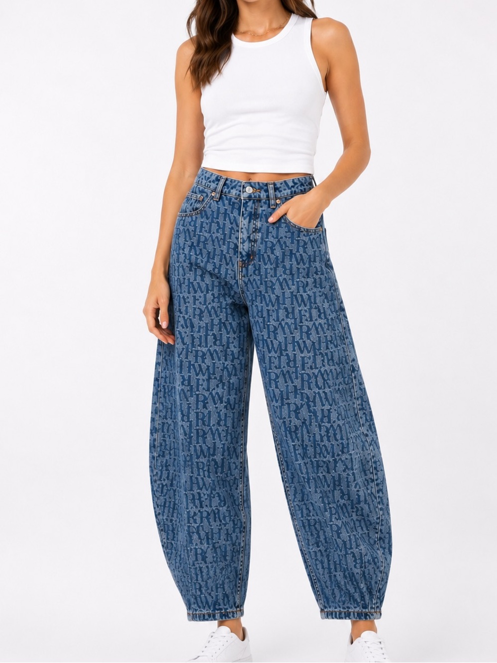 5KZ.New We The Free Blue  Leg Printed Jeans sample
